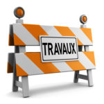3d illustration of barrier with 'road closed' sign
